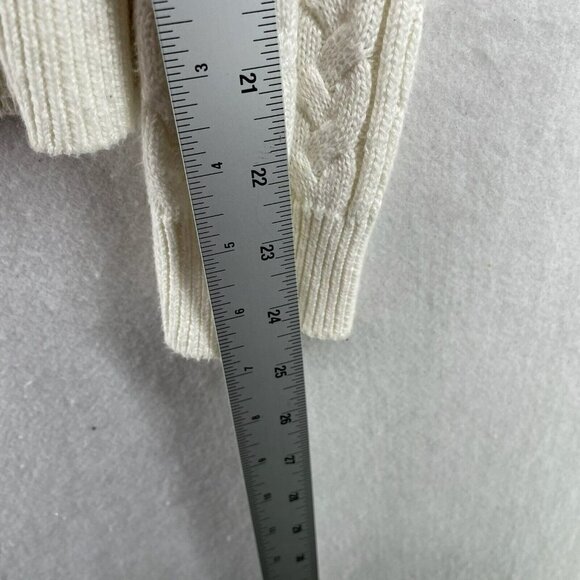 H&M Basic Sweater Women's Sz M Ivory White Crew Neck Cable Knit Pullover Stretch - Picture 5 of 11